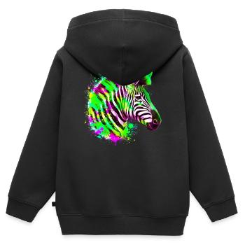 Zebra - Kinder Premium Organic Zip Hoodie - Schwarz - Hinten - AI Model Kid Male (0cm)