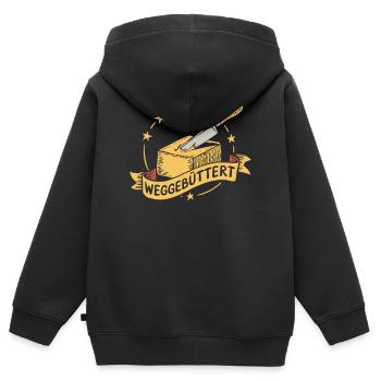 Drôle beurré - Sweat Premium à capuche zippé enfant bio - noir - Dos - AI Model Kid Male (0cm)