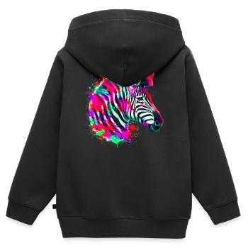 Zebra - Kinder Premium Organic Zip Hoodie - Schwarz - Hinten - AI Model Kid Male (0cm)