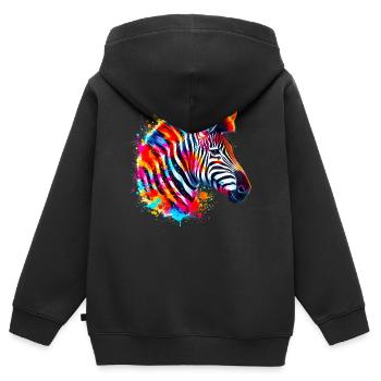 Zebra - Kinder Premium zip hoodie biologisch - zwart - Achter - AI Model Kid Male (0cm)