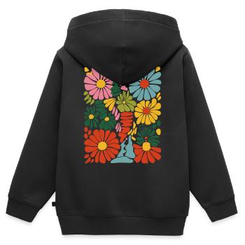 Lebendige blumige Explosion - Kinder Premium Organic Zip Hoodie - Schwarz - Hinten - AI Model Kid Male (0cm)