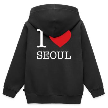 I LOVE SEOUL - Kinder Premium Organic Zip Hoodie - Schwarz - Hinten - AI Model Kid Male (0cm)