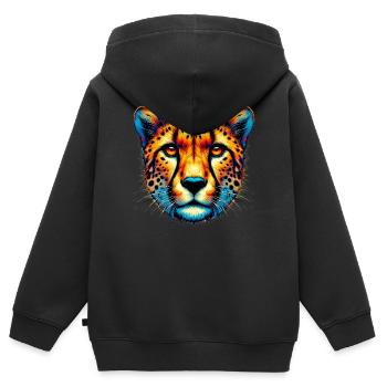 Gepard - Kinder Premium Organic Zip Hoodie - Schwarz - Hinten - AI Model Kid Male (0cm)