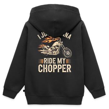 Flammender Chopper Motorrad - Kinder Premium Organic Zip Hoodie - Schwarz - Hinten - AI Model Kid Male (0cm)