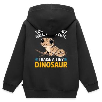 Drôle minuscule dinosaure lézard - Sweat Premium à capuche zippé enfant bio - noir - Dos - AI Model Kid Male (0cm)