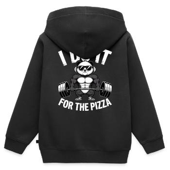 I Do It For The Pizza Langhantel Bodybuilder - Kinder Premium Organic Zip Hoodie - Schwarz - Hinten - AI Model Kid Male (0cm)