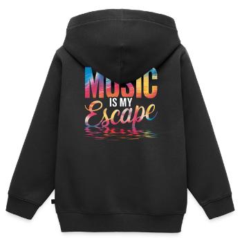 Musik ist meine Flucht Bunt - Kinder Premium Organic Zip Hoodie - Schwarz - Hinten - AI Model Kid Male (0cm)