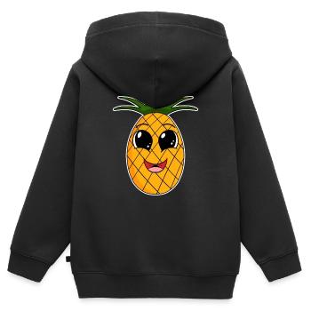 Ananas Obst - Kinder Premium Organic Zip Hoodie - Schwarz - Hinten - AI Model Kid Male (0cm)