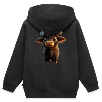 Buffle du Cap Buffalo Safari Buffle d’Afrique - Sweat Premium à capuche zippé enfant bio - noir - Dos - AI Model Kid Male (0cm)