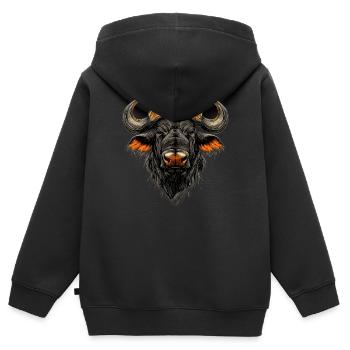 Buffle du Cap Buffalo Safari Buffle d’Afrique - Sweat Premium à capuche zippé enfant bio - noir - Dos - AI Model Kid Male (0cm)
