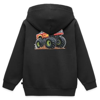 Monster Truck Madness - Kids Premium Organic Zip-up Hoodie - black - Back - AI Model Kid Male (0cm)