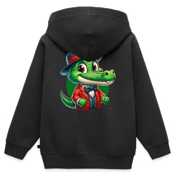 Crocodile Russe en Russe Crocodiles Russes - Sweat Premium à capuche zippé enfant bio - noir - Dos - AI Model Kid Male (0cm)