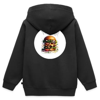 Yummy Burger Kunst - Kinder Premium Organic Zip Hoodie - Schwarz - Hinten - AI Model Kid Male (0cm)