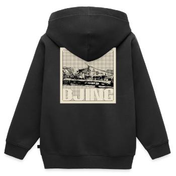 DJing Halftone Mix - Sweat Premium à capuche zippé enfant bio - noir - Dos - AI Model Kid Male (0cm)