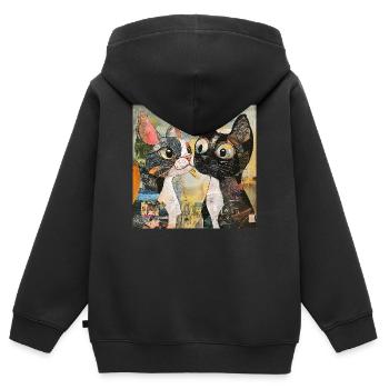 chat chats chat collage de chat - Sweat Premium à capuche zippé enfant bio - noir - Dos - AI Model Kid Male (0cm)