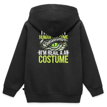 Reptilien-Kostüm - Kinder Premium Organic Zip Hoodie - Schwarz - Hinten - AI Model Kid Male (0cm)