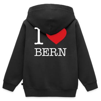 J’ADORE BERNE - Sweat Premium à capuche zippé enfant bio - noir - Dos - AI Model Kid Male (0cm)