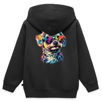 Malteser Kleiner Maltese Hund Liebe Süße Malteser - Kinder Premium Organic Zip Hoodie - Schwarz - Hinten - AI Model Kid Male (0cm)