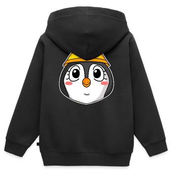 Pinguin Baustelle - Kinder Premium Organic Zip Hoodie - Schwarz - Hinten - AI Model Kid Male (0cm)