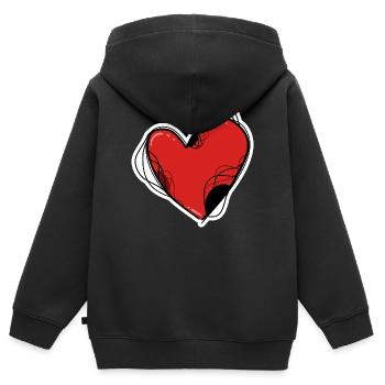 Rotes Herz - Kinder Premium Organic Zip Hoodie - Schwarz - Hinten - AI Model Kid Male (0cm)