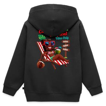 Chocolat Tropical - Sweat Premium à capuche zippé enfant bio - noir - Dos - AI Model Kid Male (0cm)