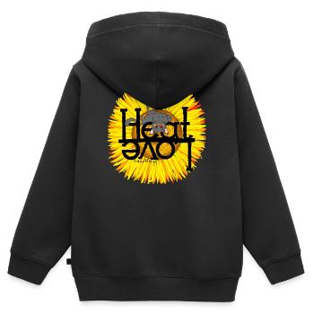 Chat d’été Chaleur Amour - Sweat Premium à capuche zippé enfant bio - noir - Dos - AI Model Kid Male (0cm)