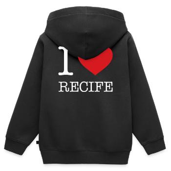 J’ADORE RECIFE - Sweat Premium à capuche zippé enfant bio - noir - Dos - AI Model Kid Male (0cm)
