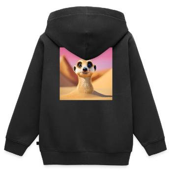 Erdmännchen, Erdmännchen-Familie, Erdmännchen-Humor - Kinder Premium Organic Zip Hoodie - Schwarz - Hinten - AI Model Kid Male (0cm)