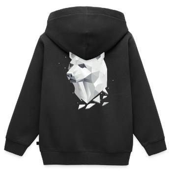 Tête d’ours géométrique – Force et tranquillité - Sweat Premium à capuche zippé enfant bio - noir - Dos - AI Model Kid Male (0cm)