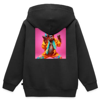 orang-outan, singe, primate - Sweat Premium à capuche zippé enfant bio - noir - Dos - AI Model Kid Male (0cm)
