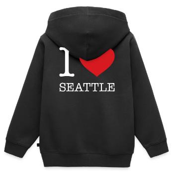 J’ADORE SEATTLE - Sweat Premium à capuche zippé enfant bio - noir - Dos - AI Model Kid Male (0cm)