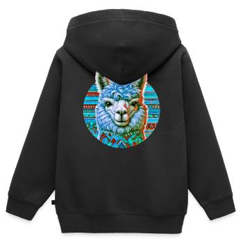 Alpaka - Kinder Premium Organic Zip Hoodie - Schwarz - Hinten - AI Model Kid Male (0cm)