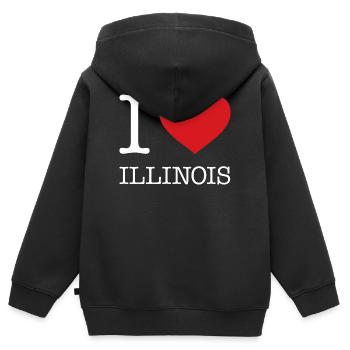 I LOVE ILLINOIS - Kinder Premium Organic Zip Hoodie - Schwarz - Hinten - AI Model Kid Male (0cm)