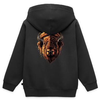 Bison, Bison, Bovins sauvages, Bison, Bison d’Amérique - Sweat Premium à capuche zippé enfant bio - noir - Dos - AI Model Kid Male (0cm)