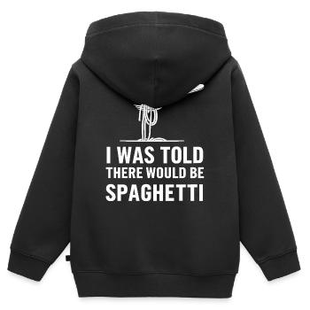 Spaghetti Surprise - Sweat Premium à capuche zippé enfant bio - noir - Dos - AI Model Kid Male (0cm)