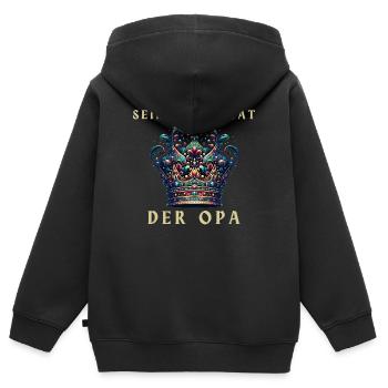 Seine Majestät der Opa Krone - Kinder Premium Organic Zip Hoodie - Schwarz - Hinten - AI Model Kid Male (0cm)