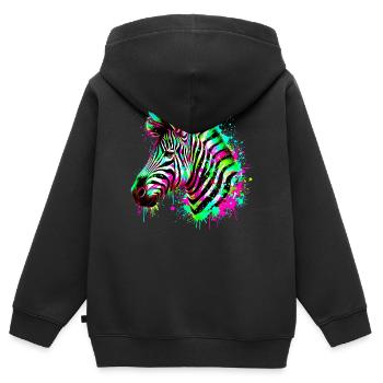 Zebra - Kinder Premium Organic Zip Hoodie - Schwarz - Hinten - AI Model Kid Male (0cm)