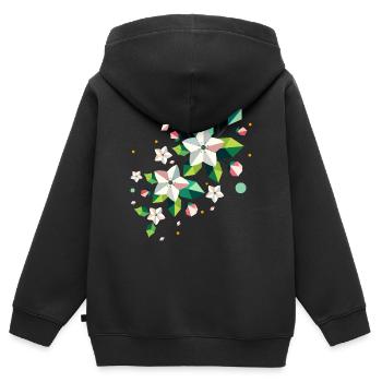 Branche de pommier de fleur de printemps géométrique - Sweat Premium à capuche zippé enfant bio - noir - Dos - AI Model Kid Male (0cm)