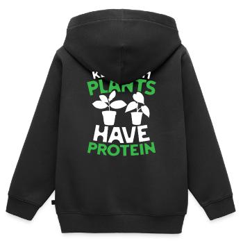 Keep calm plants have protein - Kinder Premium Organic Zip Hoodie - Schwarz - Hinten - AI Model Kid Male (0cm)