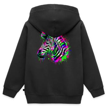 Zebra - Kinder Premium Organic Zip Hoodie - Schwarz - Hinten - AI Model Kid Male (0cm)