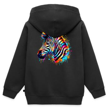 Zebra - Kinder Premium Organic Zip Hoodie - Schwarz - Hinten - AI Model Kid Male (0cm)