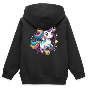 Einhorn Fußball Mädchen Fußballspielerin - Kinder Premium Organic Zip Hoodie - Schwarz - Hinten - AI Model Kid Male (0cm)