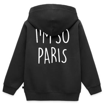 I'M SO PARIS - Kinder Premium Organic Zip Hoodie - Schwarz - Hinten - AI Model Kid Male (0cm)