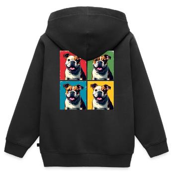 Pop Art Bulldog, Bubbles, Pancake, Chonk, Nibbles - Kids Premium Organic Zip-up Hoodie - black - Back - AI Model Kid Male (0cm)