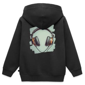 Kopfhörer - Kinder Premium Organic Zip Hoodie - Schwarz - Hinten - AI Model Kid Male (0cm)