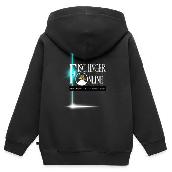 Logo Fischinger-Online grand sans URL - Sweat Premium à capuche zippé enfant bio - noir - Dos - AI Model Kid Male (0cm)