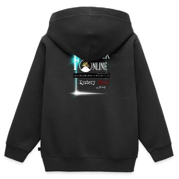 Fischinger-Online raccourci avec Mystery Files + URL - Sweat Premium à capuche zippé enfant bio - noir - Dos - AI Model Kid Male (0cm)