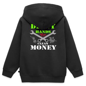 Auto Tuning Schrauber Kult Shirt Dirty Hands (25) - Kinder Premium Organic Zip Hoodie - Schwarz - Hinten - AI Model Kid Male (0cm)