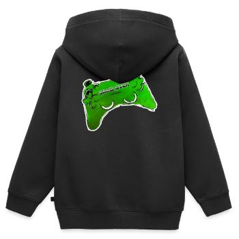 gruener Comic Controller mit Text GAME OVER - Kinder Premium Organic Zip Hoodie - Schwarz - Hinten - AI Model Kid Male (0cm)