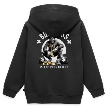 Gangster Leben - Kinder Premium Organic Zip Hoodie - Schwarz - Hinten - AI Model Kid Male (0cm)